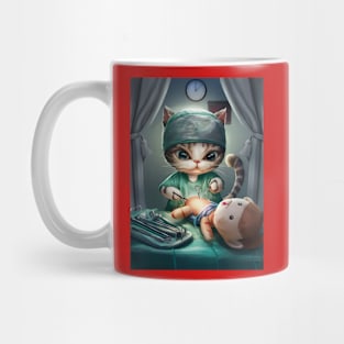 Cute cat surgeon performing surgery Mug